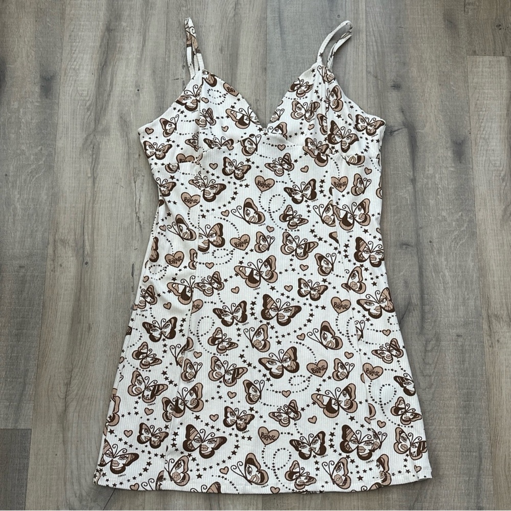 NWT Dollskill x Bratz Brown & Tan Rep The Realest Butterfly Mini Dress Size XXL